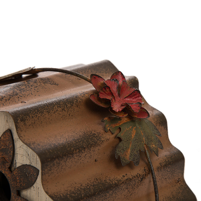 7.09"L Distressed Wooden Flower Garden Birdhouse