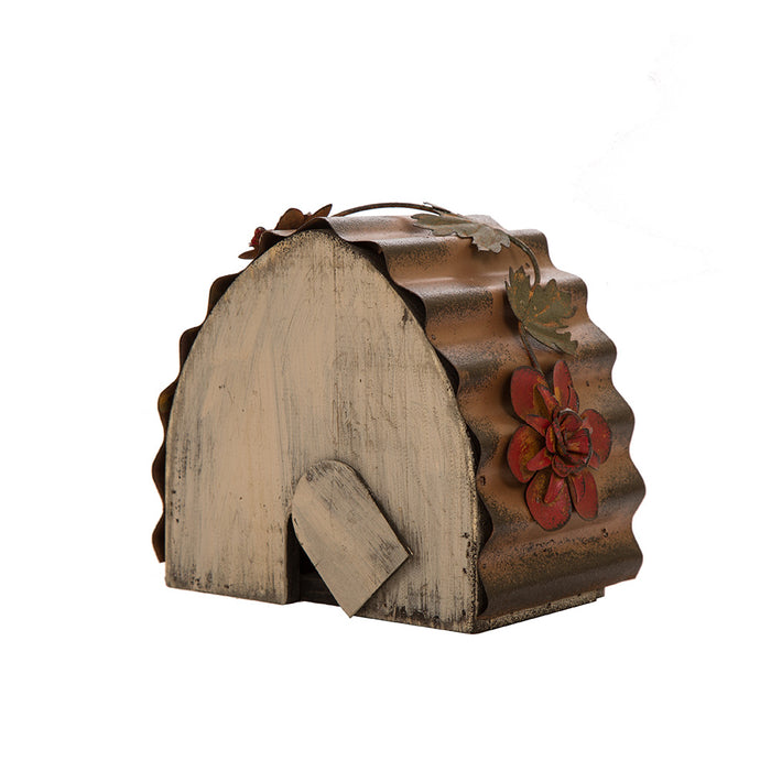 7.09"L Distressed Wooden Flower Garden Birdhouse