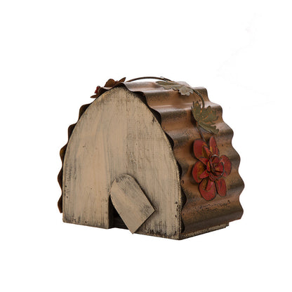 7.09"L Distressed Wooden Flower Garden Birdhouse