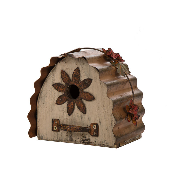 7.09"L Distressed Wooden Flower Garden Birdhouse