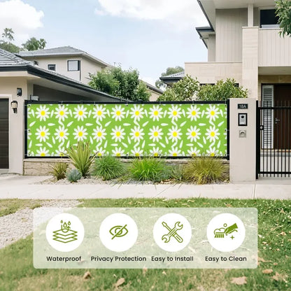 70s Daisies Fence Cover – Retro Waterproof Garden Privacy Screen - Retro Privacy Screen