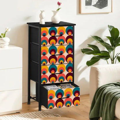 70s Midcentury Retro Dresser: Modern Steel Frame Fabric Storage - One Size - retro dresser