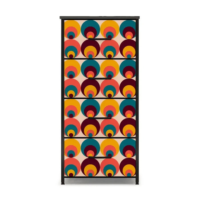 70s Midcentury Retro Dresser: Modern Steel Frame Fabric Storage - One Size - retro dresser