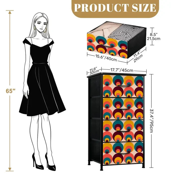 70s Midcentury Retro Dresser: Modern Steel Frame Fabric Storage - One Size - retro dresser