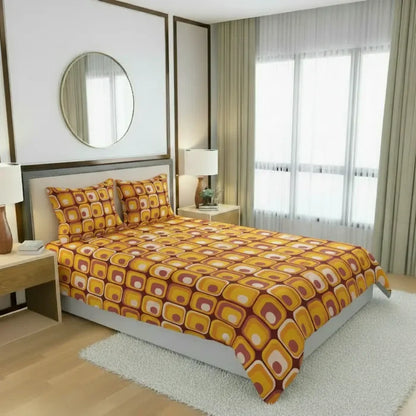 70s Orange Brown Retro Bedding in 4 Sizes – Midcentury Quilt Cover Set - retro bedding