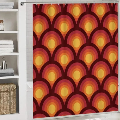 70s Retro Bathroom Set – Shower Curtain with 3 Matching Rugs - retro bathroom
