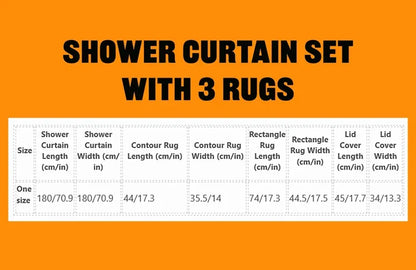 70s Retro Bathroom Set – Shower Curtain with 3 Matching Rugs - retro bathroom