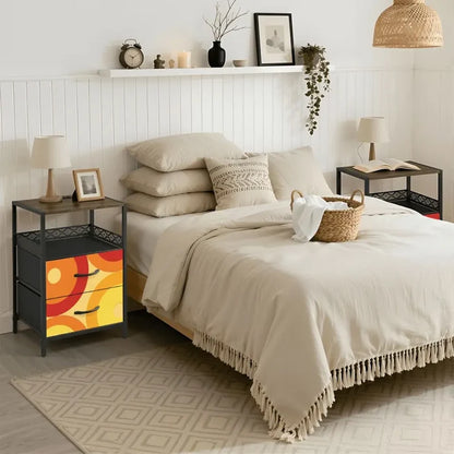 70s Retro Bedside Table Cabinet with Integrated Power Access - Home Accessories