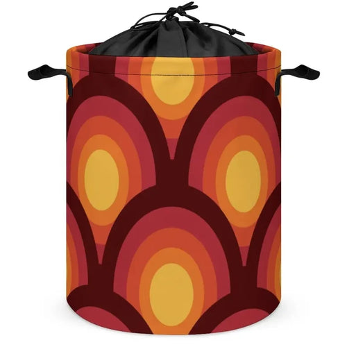 70s Retro Collapsible Laundry Hamper – Midcentury Storage Basket - retro laundry