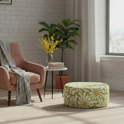 70s Retro Daisies Inflatable Ottoman – Midcentury Flower Power Lounge Seat - pouf