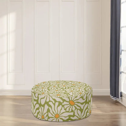 70s Retro Daisies Inflatable Ottoman – Midcentury Flower Power Lounge Seat - pouf