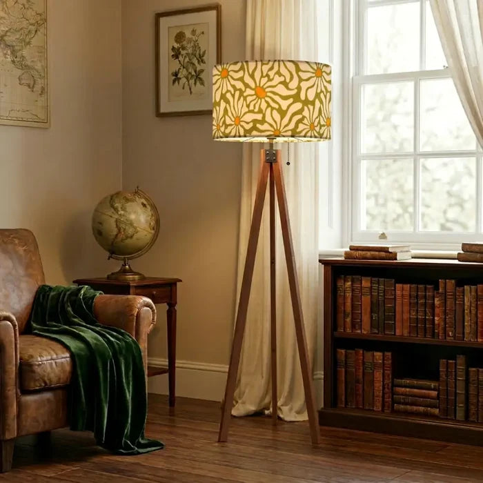 70s Retro Daisy Floral Tripod Floor Lamp: Mid-Century Modern Style - retro floor lamps