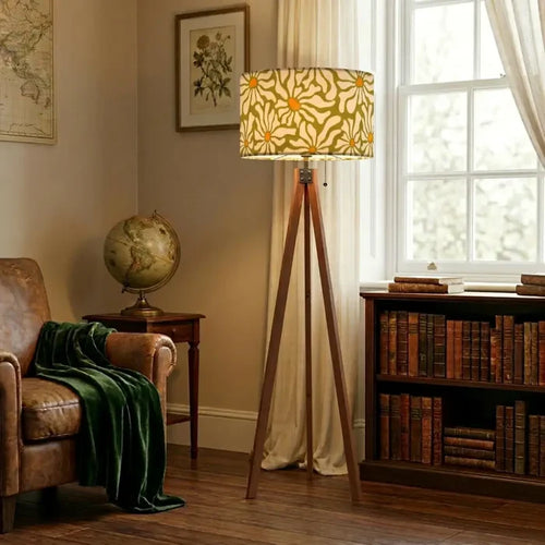 70s Retro Daisy Floral Tripod Floor Lamp: Mid-Century Modern Style - retro floor lamps