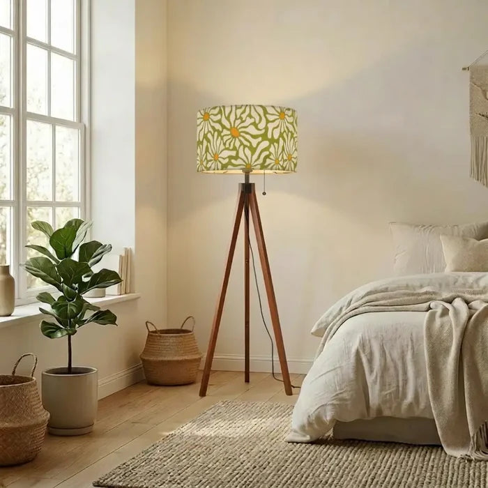 70s Retro Daisy Floral Tripod Floor Lamp: Mid-Century Modern Style - retro floor lamps