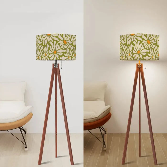 70s Retro Daisy Floral Tripod Floor Lamp: Mid-Century Modern Style - retro floor lamps