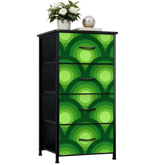 70s Retro Green Peacock Eye Dresser: Midcentury Modern 4-Drawer Cabinet - One Size - retro dresser