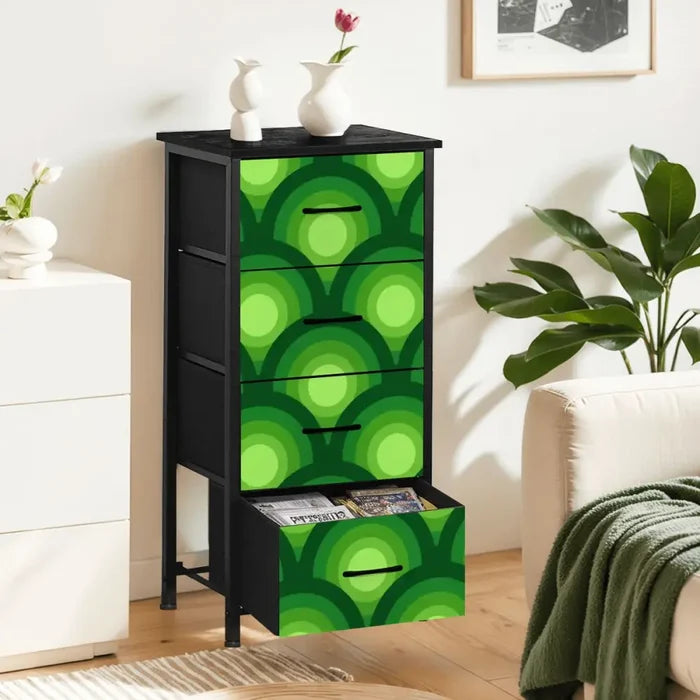 70s Retro Green Peacock Eye Dresser: Midcentury Modern 4-Drawer Cabinet - One Size - retro dresser