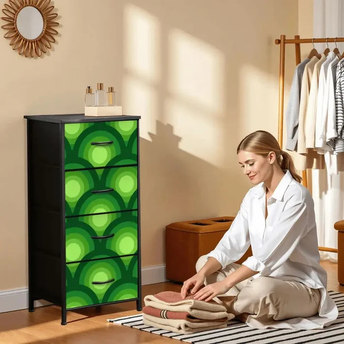 70s Retro Green Peacock Eye Dresser: Midcentury Modern 4-Drawer Cabinet - One Size - retro dresser