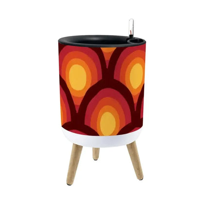 70s Retro Nordic Style Plant Pot with Wooden Legs: Yellow Orange Red - retro ads