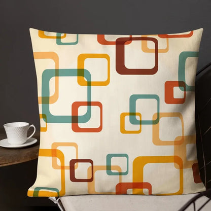 70s RETRO Premium THROW PILLOW Geometric Shapes Beige Orange Mint Brown - retro pillow