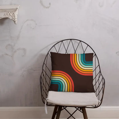 70s Retro Rainbow Pattern Throw Pillow 3 sizes - Midcentury Modern Accent - 18″×18″ - retro pillow