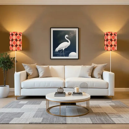 70s Retro Wall Sconces Set – Smart LED Pink Brown Geometric Circles - retro wall sconces