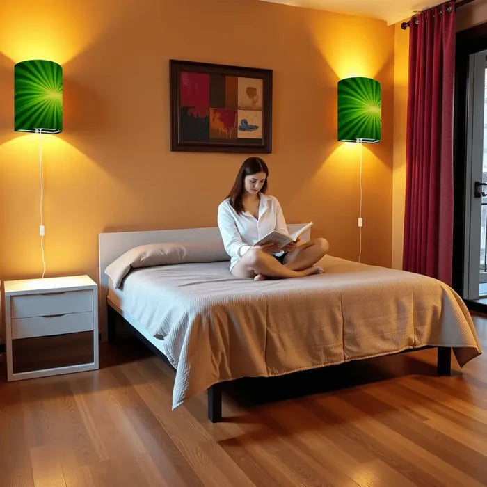 70s Retro Wall Sconces Set – Smart LED Sunburst Green - retro wall sconces