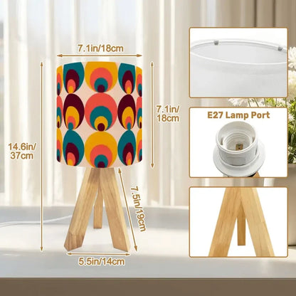 70s Retro Wooden Tripod Lamp – Mid Century Accent Light with Remote Control - retro table lamps