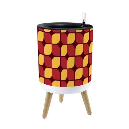 70s Scandi Style Plant Pot Wooden Legs Geometric Pattern - Home Accessories