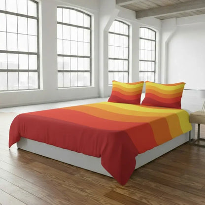 70s Sunrise Retro Midcentury Quilt Cover Set – 3 pcs Bedding in 4 Sizes - retro bedding