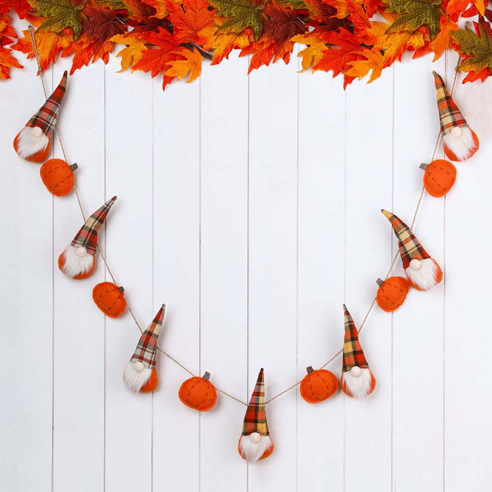 72"L Fall Fabric Gnomes Garland