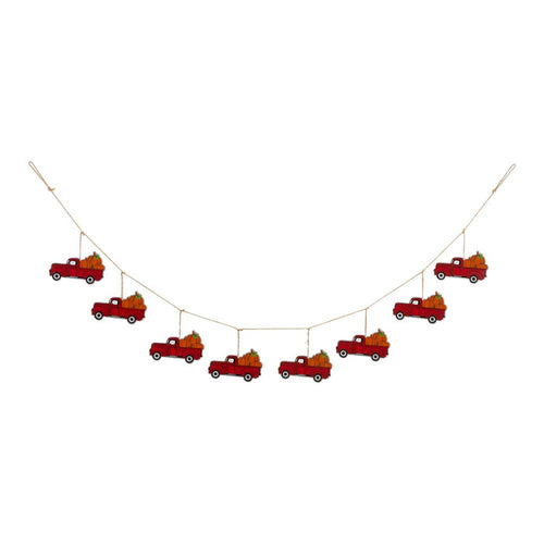 72"L Fall Metal Trucks Garland