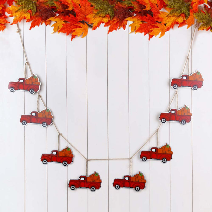 72"L Fall Metal Trucks Garland