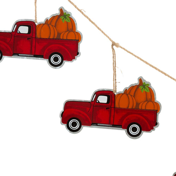 72"L Fall Metal Trucks Garland