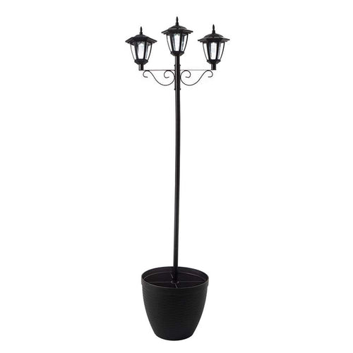 74"H 3-Head Solar Lamp Post Light with a Planter Pot