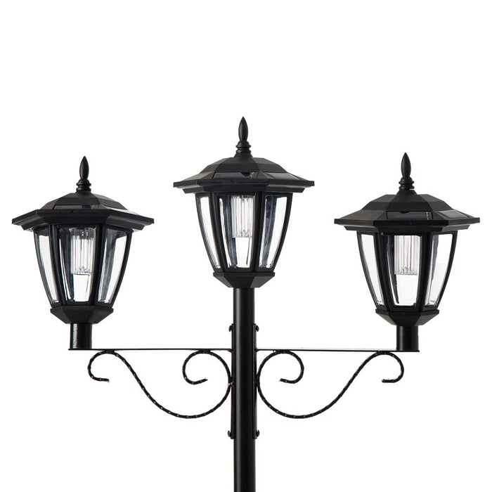74"H 3-Head Solar Lamp Post Light with a Planter Pot