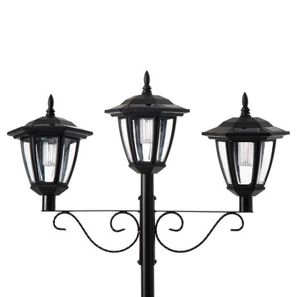 74"H 3-Head Solar Lamp Post Light with a Planter Pot