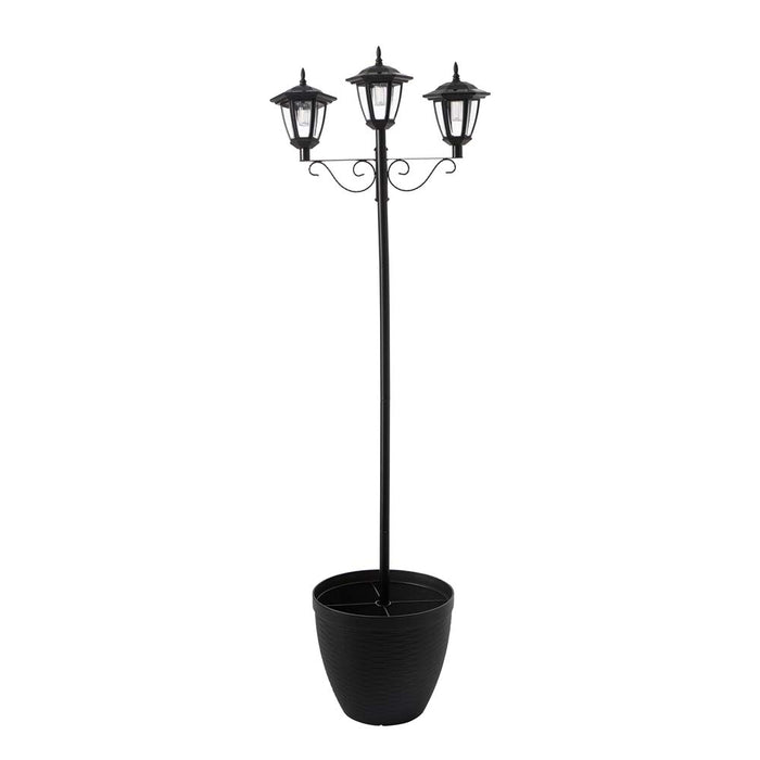 74"H 3-Head Solar Lamp Post Light with a Planter Pot