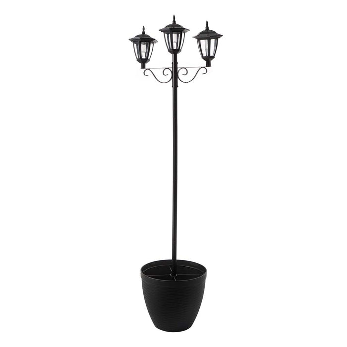74"H 3-Head Solar Lamp Post Light with a Planter Pot