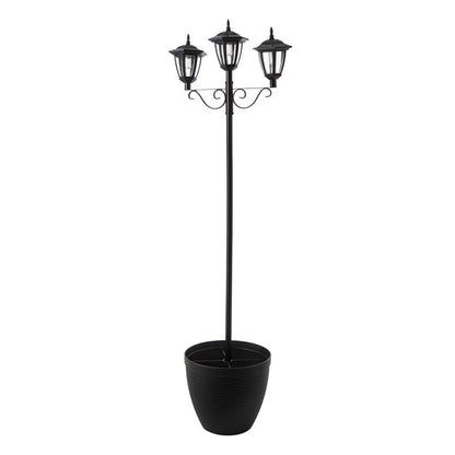 74"H 3-Head Solar Lamp Post Light with a Planter Pot