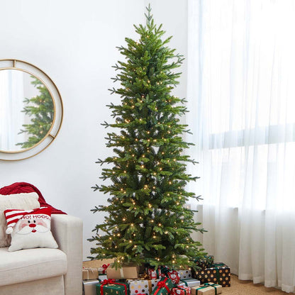 7.5ft Pre-Lit Green Pencil Pine Artificial Christmas Tree with 450 Warm White Lights