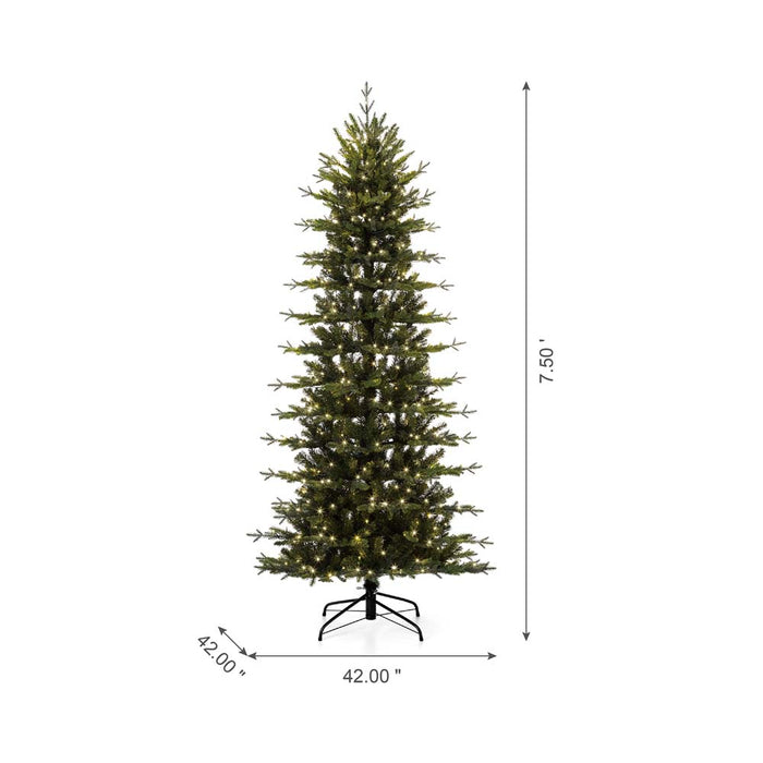 7.5ft Pre-Lit Green Pencil Pine Artificial Christmas Tree with 450 Warm White Lights