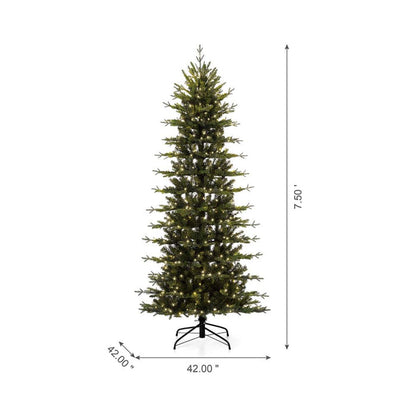 7.5ft Pre-Lit Green Pencil Pine Artificial Christmas Tree with 450 Warm White Lights
