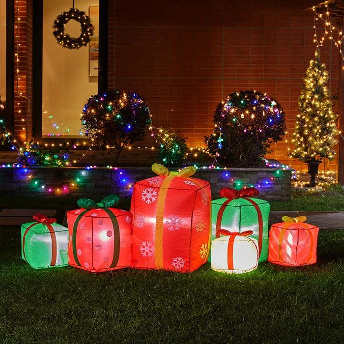 8 ft Length Lighted Inflatable Gift Boxes Décor