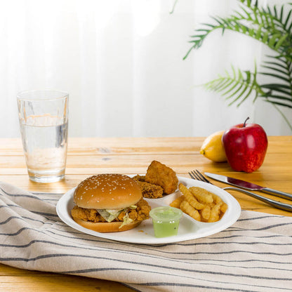 9 inch White Compostable & Disposable Sugarcane Sectional Plates, 300 Pack