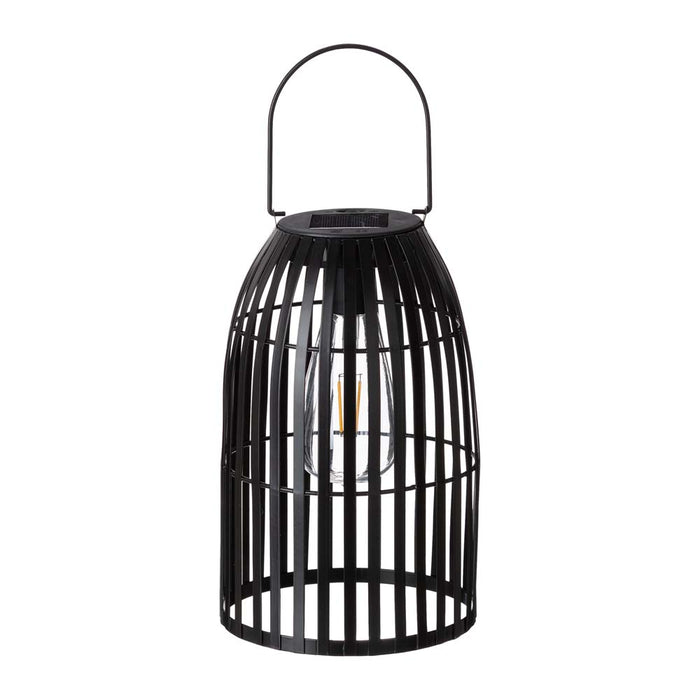 9.75"H Black Metal Woven Solar Powered Outdoor Hanging Lantern