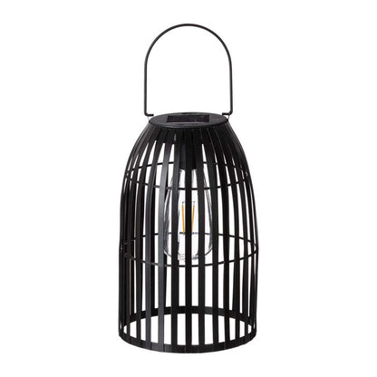 9.75"H Black Metal Woven Solar Powered Outdoor Hanging Lantern