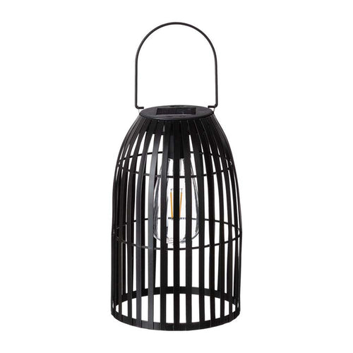 9.75"H Black Metal Woven Solar Powered Outdoor Hanging Lantern