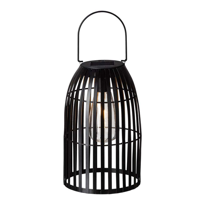 9.75"H Black Metal Woven Solar Powered Outdoor Hanging Lantern