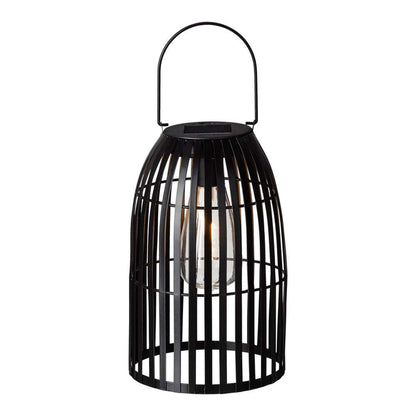 9.75"H Black Metal Woven Solar Powered Outdoor Hanging Lantern